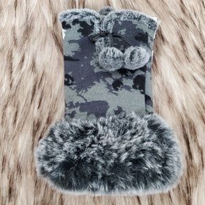 SHIHREEN Camo Faux Fur  Half Gloves